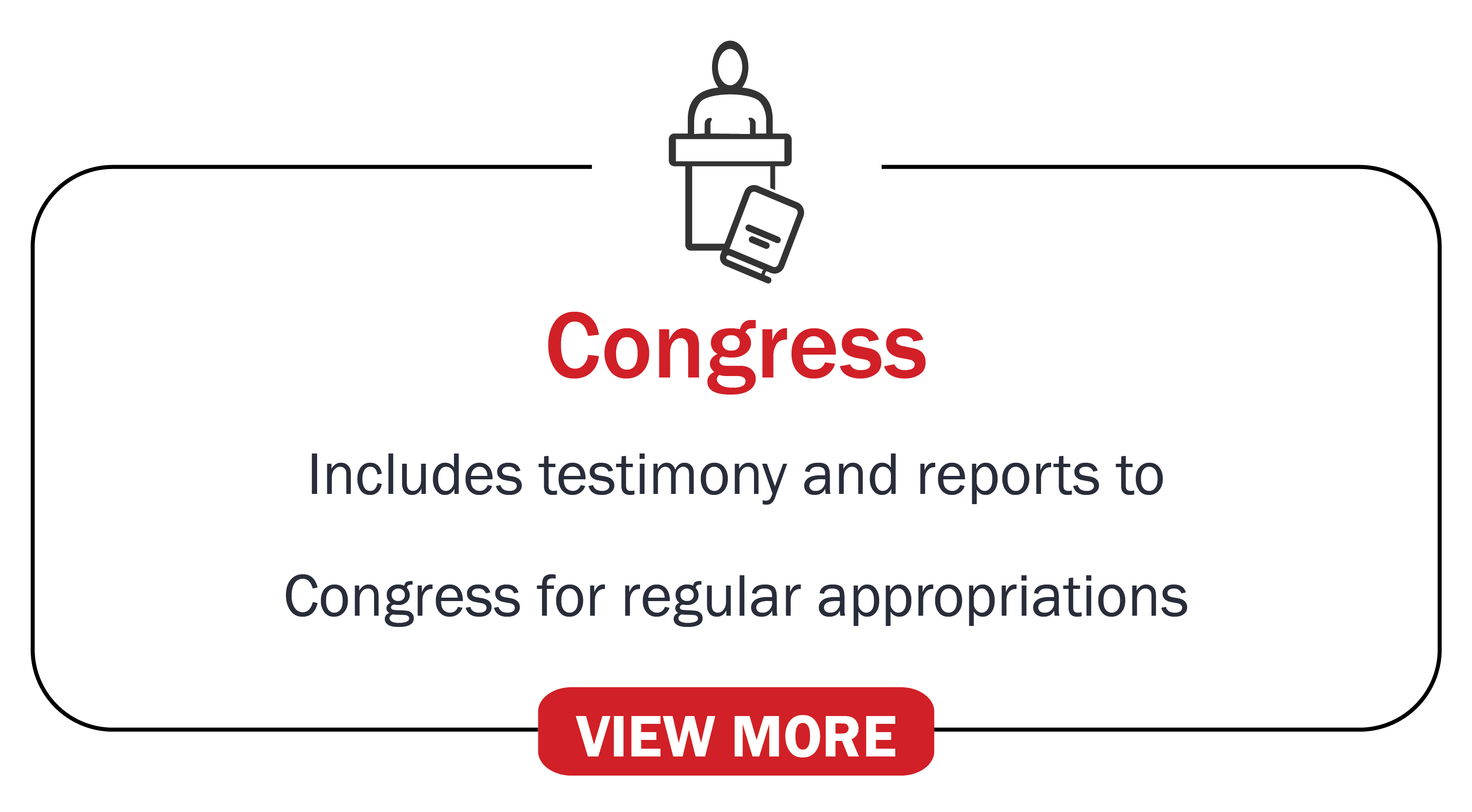 Congress: Includes testimony and reports to Congress for regular appropriations